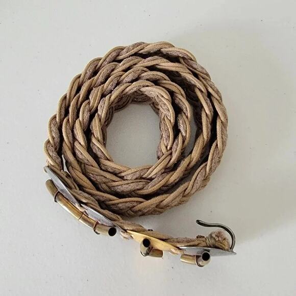 Vintage Woven Jute Rope Belt Brass Buckle Women Size M/L Boho Nautical Style - Picture 2 of 7